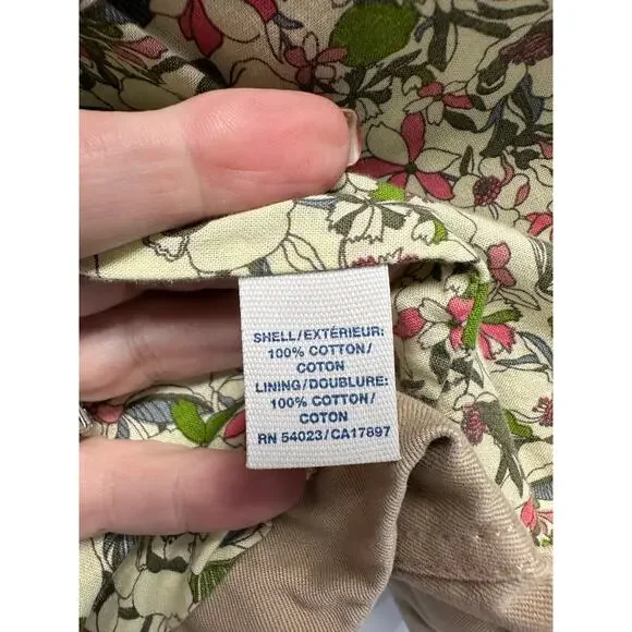 Old Navy Women's Utility Jacket Khaki Beige L Cotton Floral Lined Military Style - Picture 6 of 14